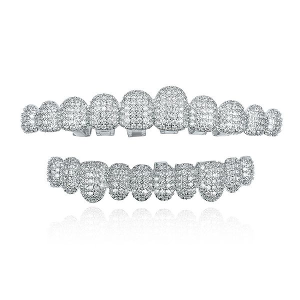 RACHELZ Hip-hop 10/10 Ice Crystal CZ Stone 14K gold-plated Zircon braces