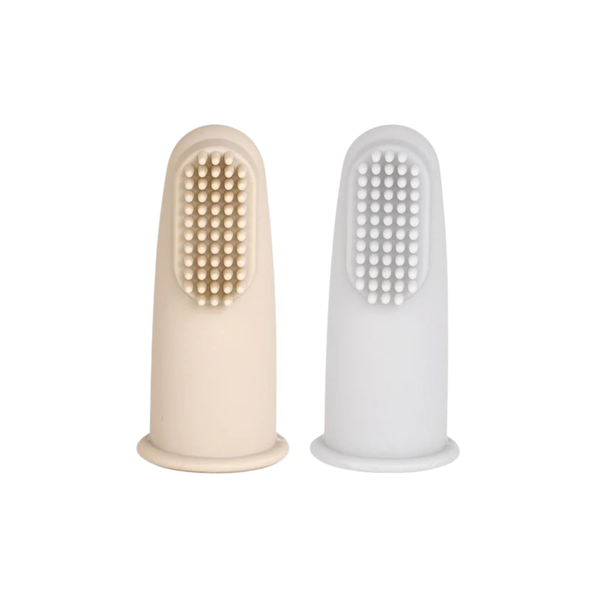 Baby &amp; Toddler Silicone Finger Toothbrush - 2 Pack - Turtle Green &amp; Oatmeal