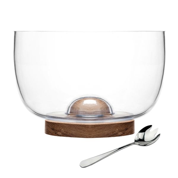 2Pcs Set - Premium Natural Acacia Wood Pedestal Serving Bowl