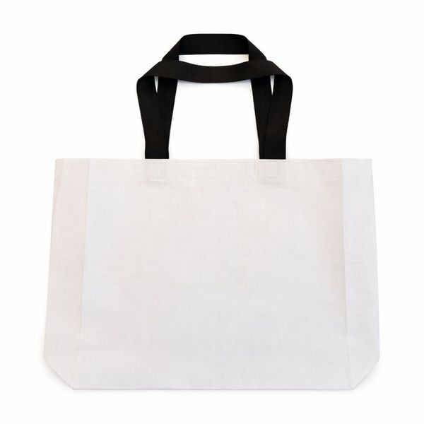 Reusable PP Woven Tote Bag with Long Shoulder Handles - White