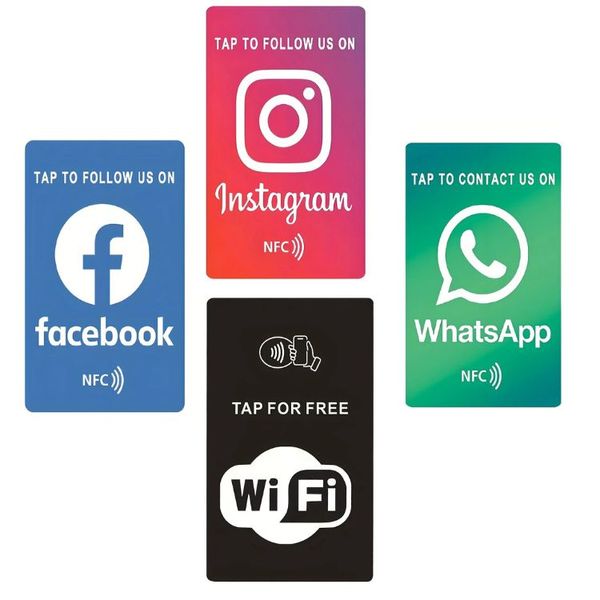 Business NFC Pack - 4-in-1 Social Media &amp; WiFi Tap Cards