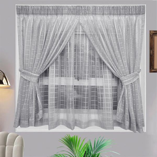 Double Layer - Grid Voile Grey - Taped image