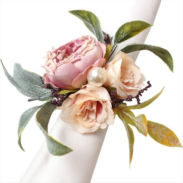 Simulated Flower Napkin Ring Cloth Art Western Dinner Napkin Button