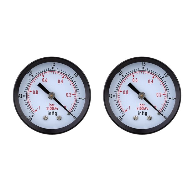0 - -30Inhg 0 - -1Bar Mini Dial Vakuum Manometer Doppelskala Schwarz