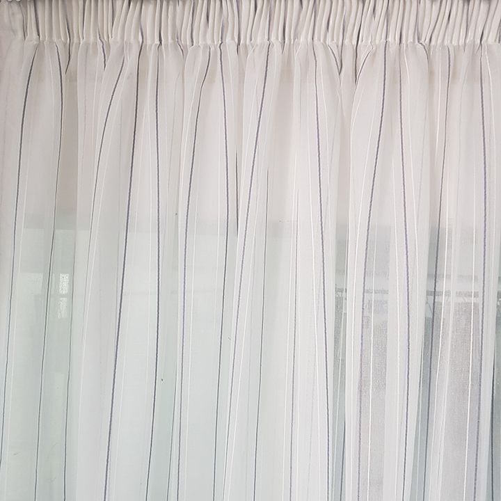 Matoc Readymade Curtain 218cm Height Voile Taped Striped Grey