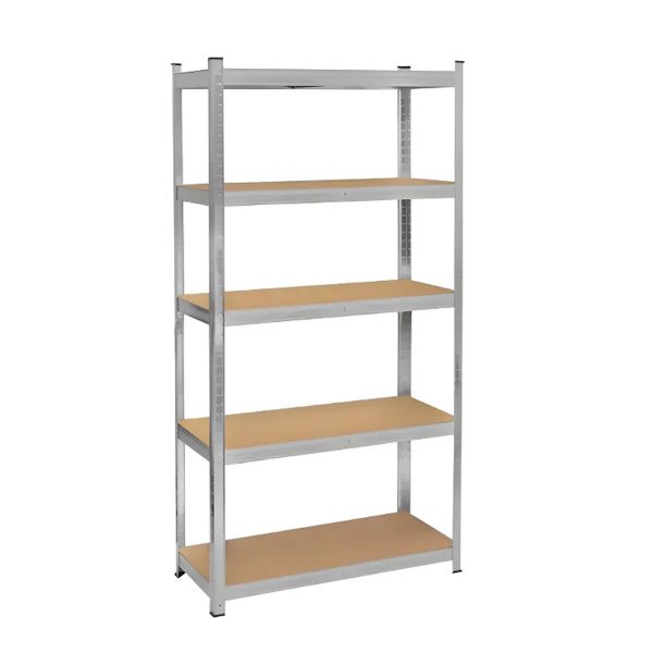 5-Silver Tier Heavy Duty Steel Adjustable Boltless Garage Storage Rack