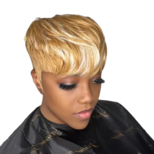 Human Hair Highlight Pixie Wig.