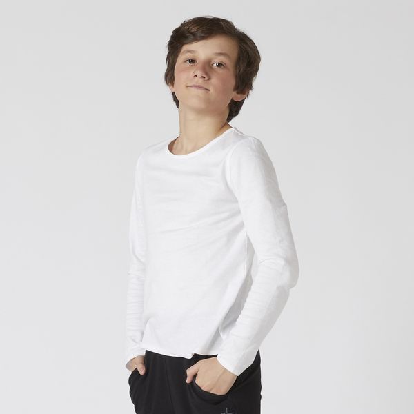 Domyos Kids Basic Long-Sleeved T-Shirt - White