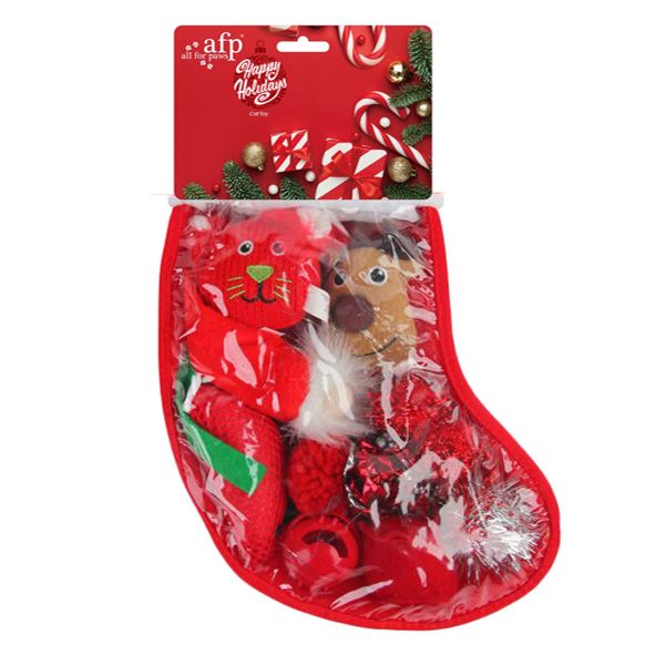 All For Paws Pet Cat Christmas Stocking With Toys