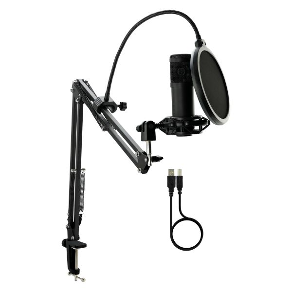 Fifine Pro USB Microphone with Boom Arm and Anti-Vibration Mount - T058B