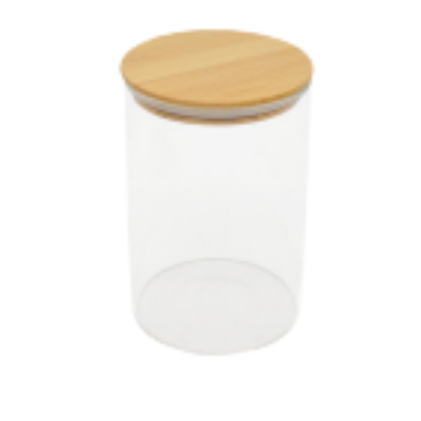 1100ml Borosilicate Glass Storage Jar with Bamboo Lid - Airtight Canister