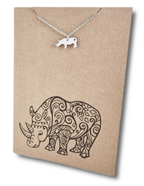 Stainless Steel Necklace On Message Card-Rhino