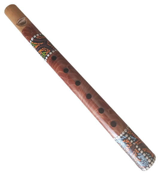 Bamboo Woodwind Flute 6 Tone Holes - Orange, Green, Blue Dots