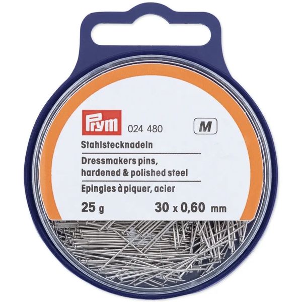 Prym Hardened Pins 0.60 x 30mm Silver Coloured 25g