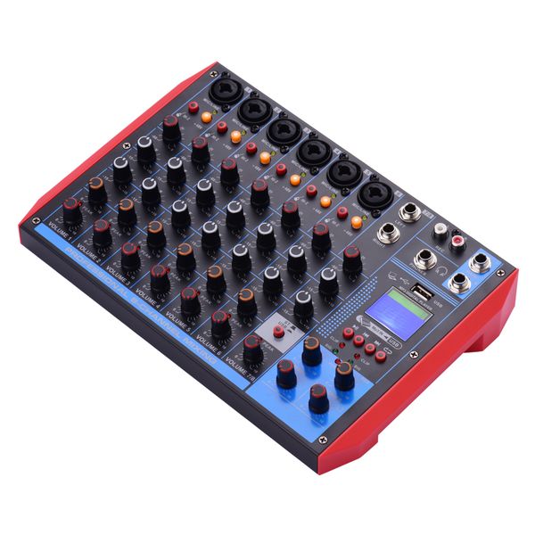 AG-8 8-Channel Mixer, BT/USB/MP3, +48V, Live Broadcast