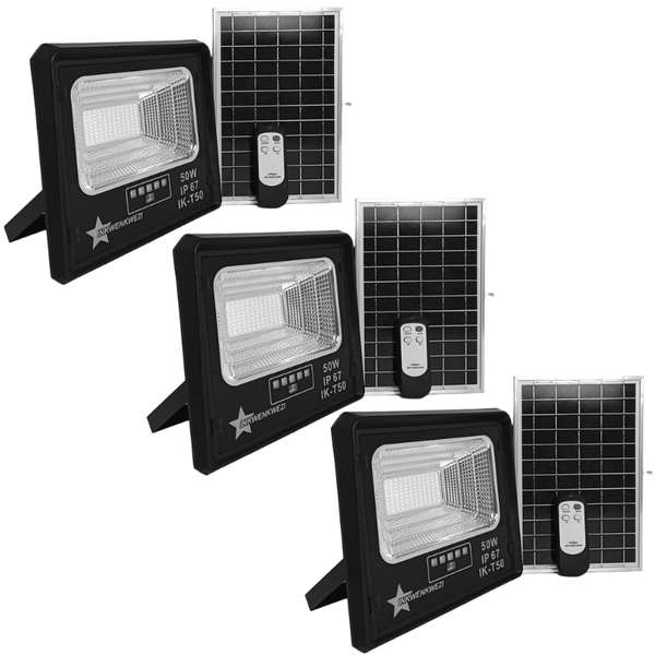 Inkwenkwezi IP67 Solar Rechargeable Flood Light - IK-T50 - 3 Pack