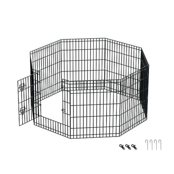 Foldable Metal Exercise Puppy Play Pen With Gate 8 Panels (91cm x 60cm)