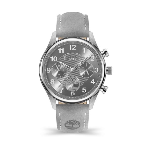 Timberland Mens Grey Leather Strap Watch-TDWLF2200104