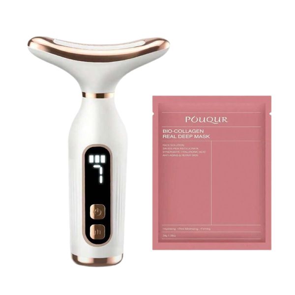 7-in-1 Face &amp; Neck Lifting Massager with Bio-Collagen Real Deep Mask