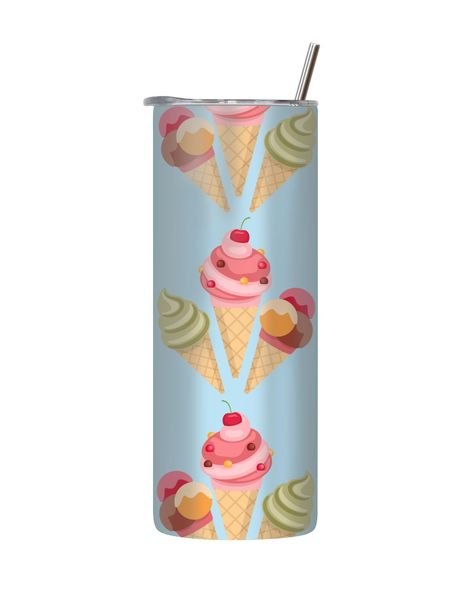 Cherry 20 Oz Tumbler with Lid and Straw Trendy Ice Cream Graphic Gift 218