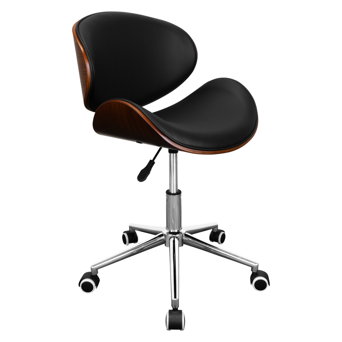 Amos Bent Wood Mid Back Office Chair, Height Adjustable, Chrome Base