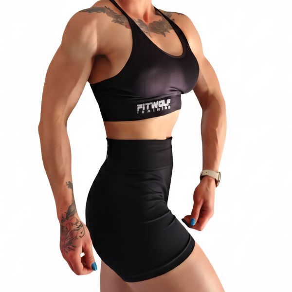 Fitwolf Women's Seamless Cross-Strap Sportswear Set - Top and Shorts