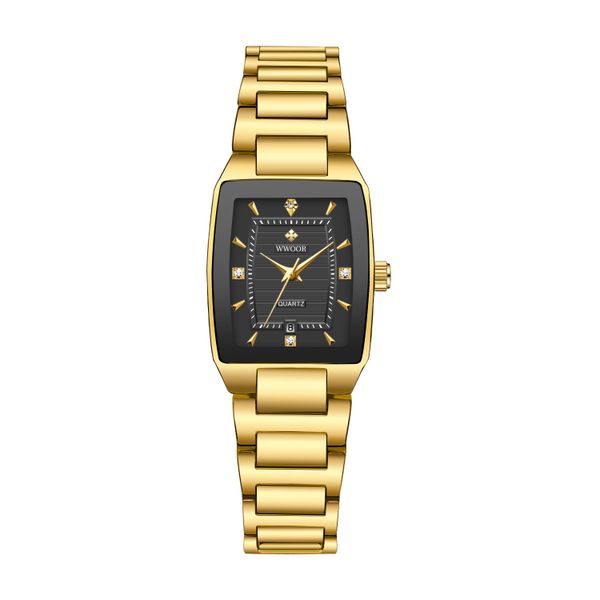WWOOR Grip Love New Steel Strip Retro Women's Watch Square with Calendar Pr