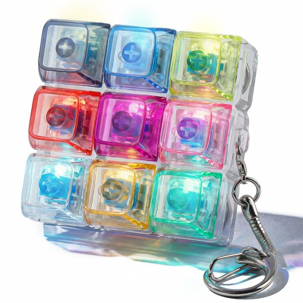 9 in 1 LED Keyboard Fidget Keychain for Teens Adults Stress Relief