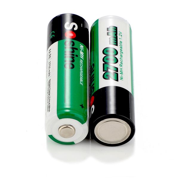 2x soshine aa 2700mah ni-mh rechargeable batteries