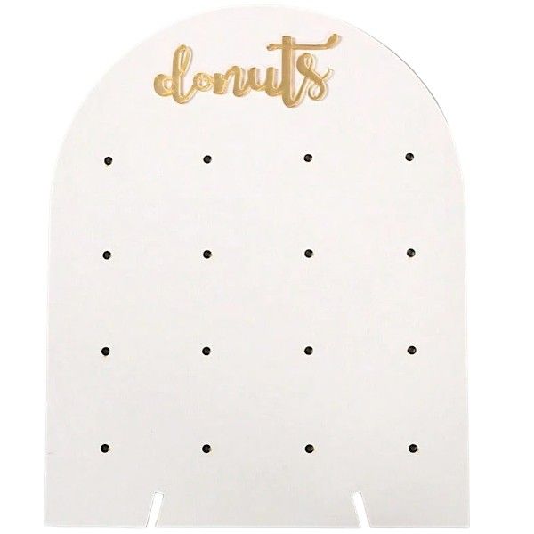 16 Peg - Wooden Donut Display Stand - Gold and White