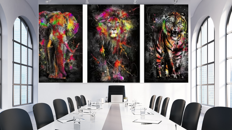 3 Piece Graffiti Animals Wall Art