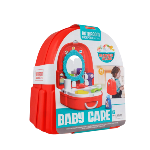 Portable Pretend Game Bathroom Backpack Playset