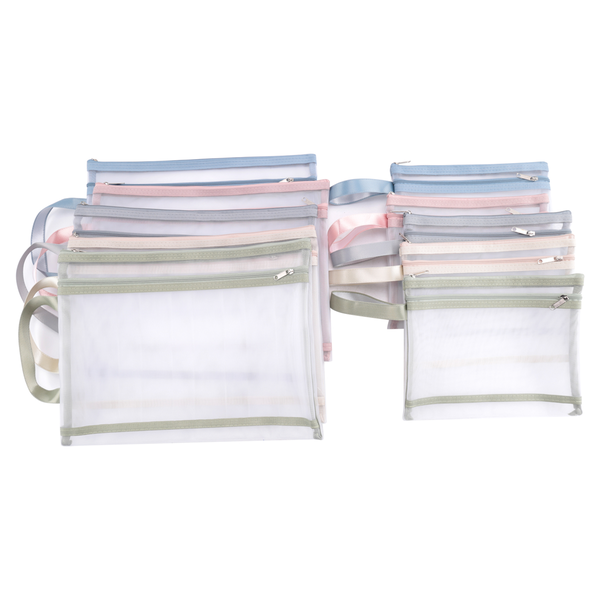10 Pack Colored Double-Layer Mesh Zipper Pouch Bags, 5Pcs A4+5Pcs A5