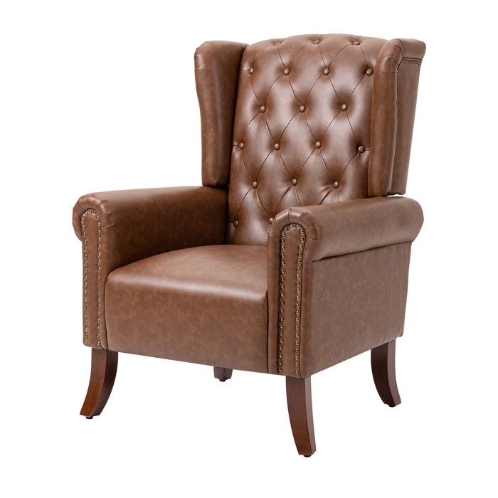 AbdulAhad Royal Vegan Leather Wingback Chair Shop Today. Get it Tomorrow!