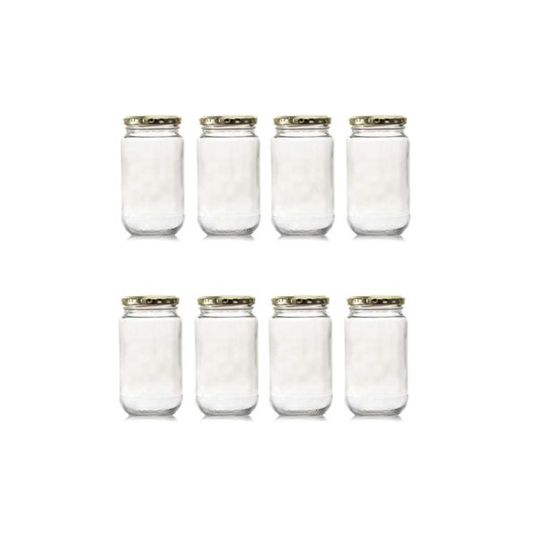 375ml Round Sheer Jar with Gold Lid (8 Pack)