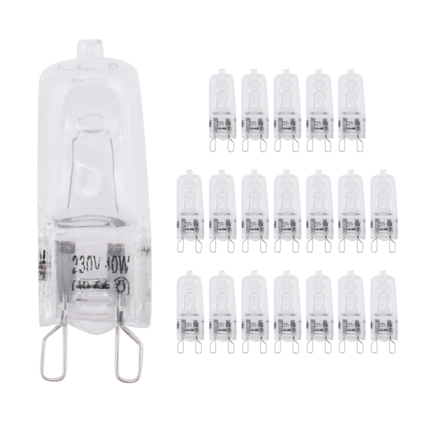 20Pcs G9 Halogen Light Bulbs 40W Clear Halogen Lamps Dimmable 2800K