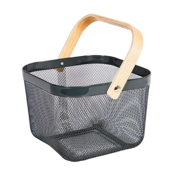Mesh Storage Basket with Wooden Handle