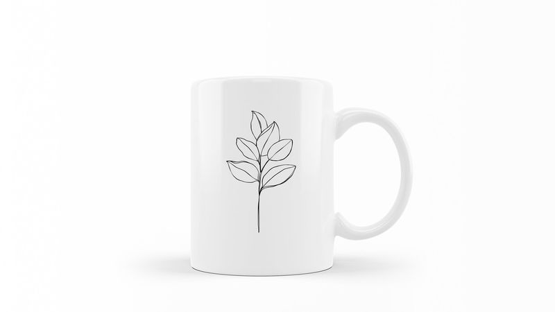 Designer Line Art Coffee Mug - Abstract Leaf 1
