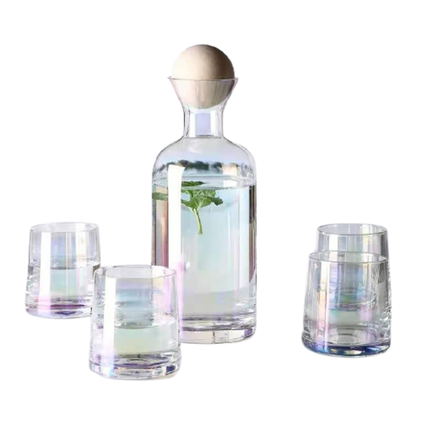 Set of 5 Glass Pitcher &amp; Glass Bottle - Clear