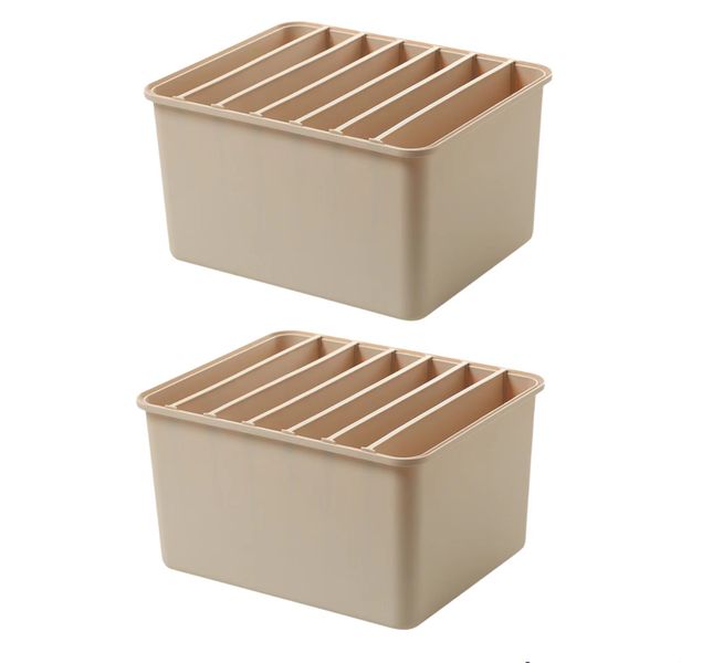 Stack-able Wardrobe Storage Organizer Box with Adjustable Divider, Set of 2