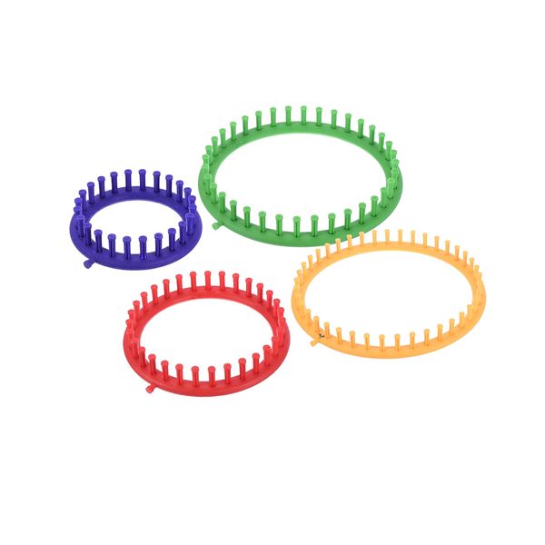 ALANES 4pcs Round Knitting Loom Set Plastic Hand Knitting Loom Craft Kit