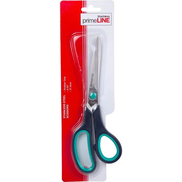PrimeLine Stainless Steel 21.6cm Rubber Grip Scissor x 6