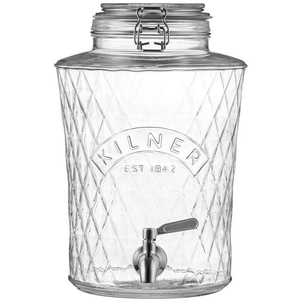 Kilner Diamond Drinks Dispenser 5L Glass Jar with Stainless Steel Tap