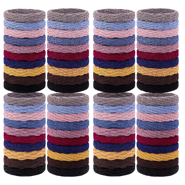 60-Piece Assorted Color Elastic Hair Bands Set - Multicolor