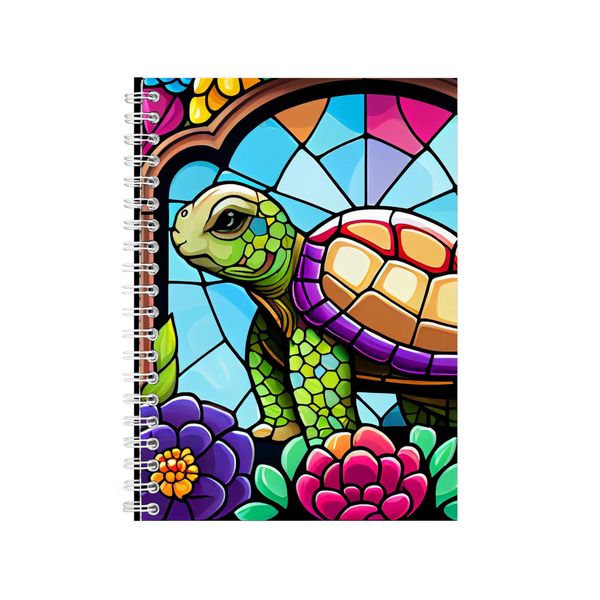 Cartoon Turtle Flower Stained Glass Notebook Gift Idea A4 Notepad Pad 89