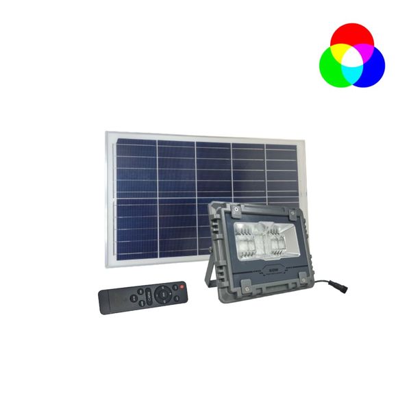 60w Afrisolar RGB Colour Changing LED Solar Flood Light