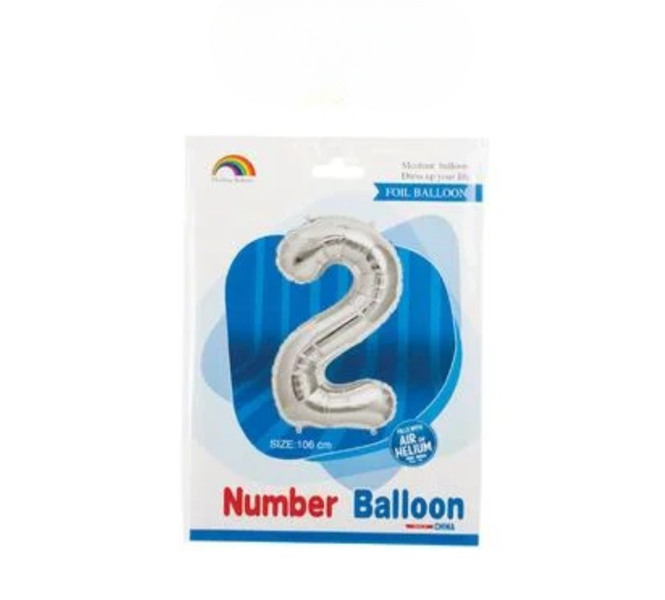 Extra-Large Silver "2" Foil Balloon 102cm - Perfect for Celebrations