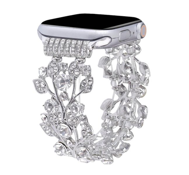 Diamante Blossom Elasticated Watch Bracelet -Silver