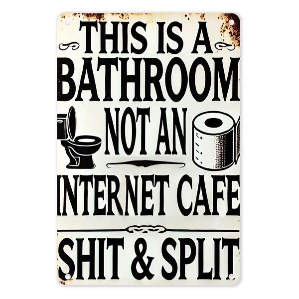 A4 Tin Wall Sign - Funny Bathroom Metal Sign - "Not an Internet Café