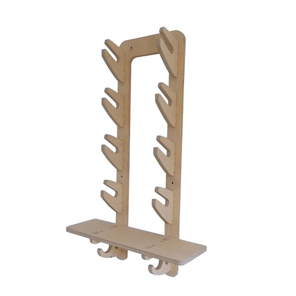 Skateboard Rack, V2 Four Hook with Shelf